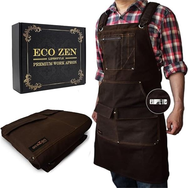 Lot of 1 Eco Zen Premium Waxed Canvas Work Apron - Brand New!