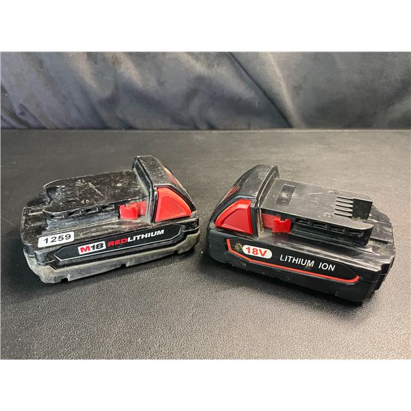Lot of 2 Milwaukee 18V Batteries - 1X Authentic Milwaukee & 1X Aftermarket - Used