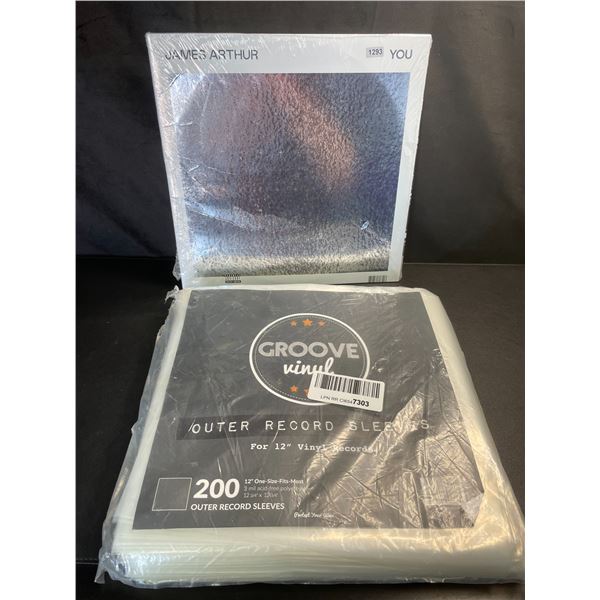 Lot of 1 James Arthur Vinyl Record with Pack of 200 Vinyl Record Sleeves/Protector - New