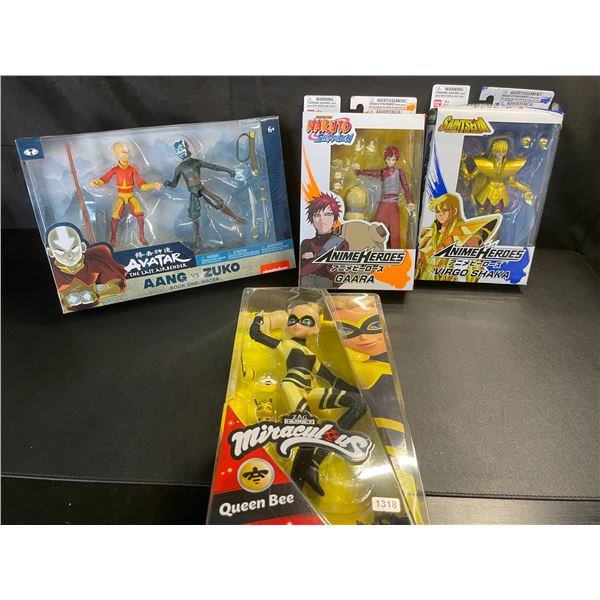 Lot of 4 Assorted Toys/Action Figure Toy Sets - Naruto, Avatar The Last Airbender, etc.