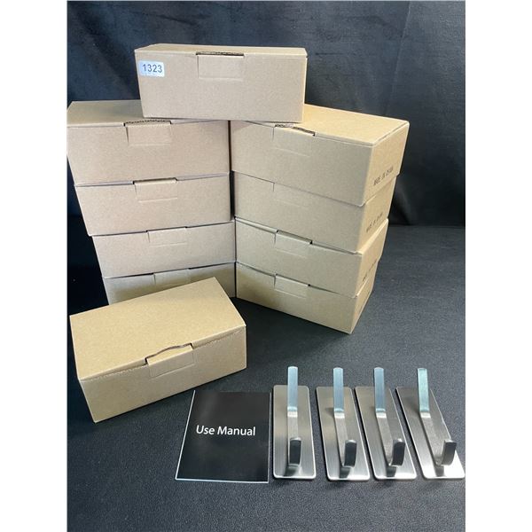 Lot of 10 Boxes of Stainless Steel Coat Hooks - 4PCS per Box - 3M Backing - Brand New!