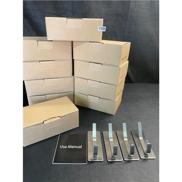 Lot of 10 Boxes of Stainless Steel Coat Hooks - 4PCS per Box - 3M Backing - Brand New!