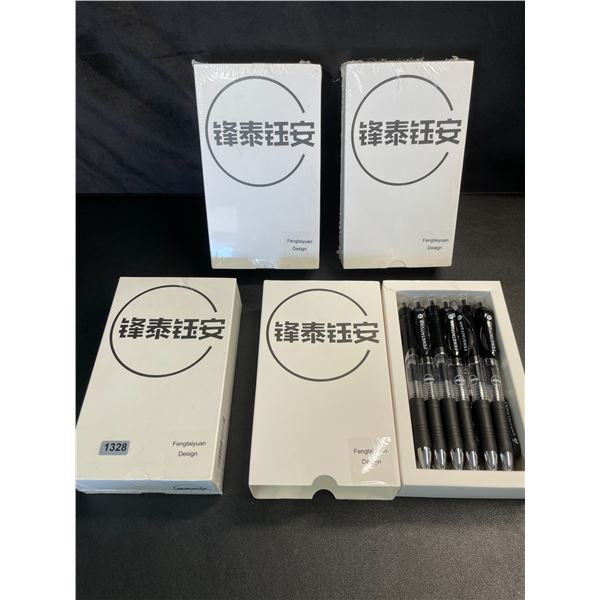 Lot of 4 Boxes of Retractable Black Ink Pens - 18 Pens Per Box - Brand New