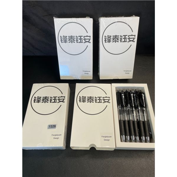 Lot of 4 Boxes of Retractable Black Ink Pens - 18 Pens Per Box - Brand New