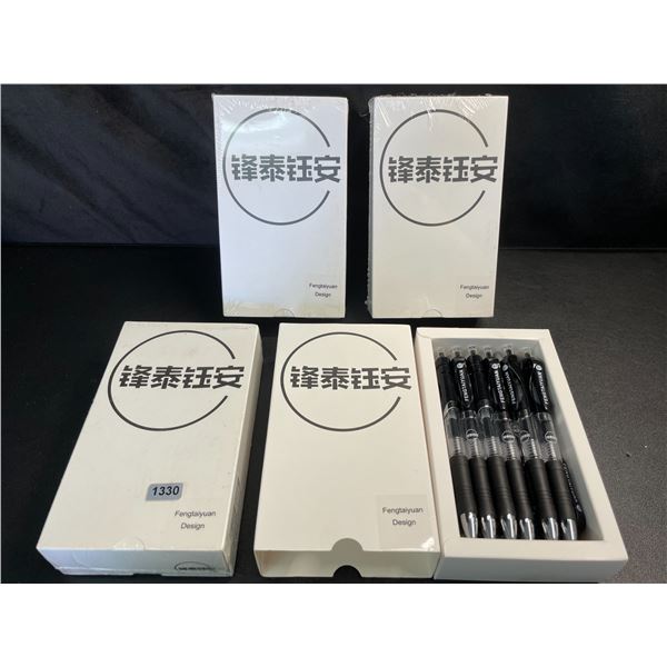Lot of 4 Boxes of Retractable Black Ink Pens - 18 Pens Per Box - Brand New