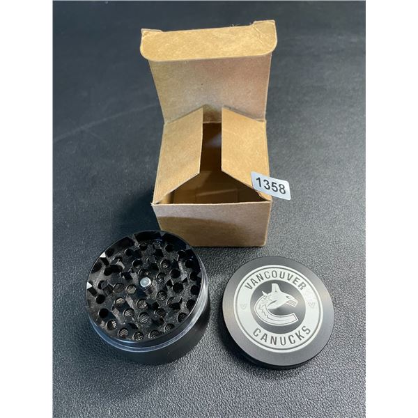 Lot of 1 Custom Engraved Metal "Herb" Grinder - Vancouver Canucks Design - Brand New!