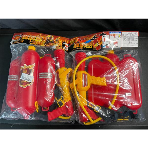 Lot of 2 Fireman Spray Hose Water Sprayer Kids Toy Sets - Brand New