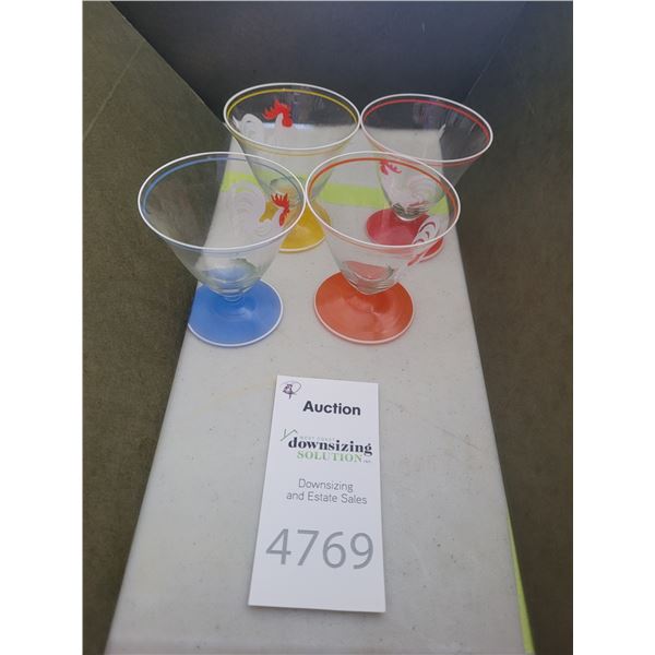 4 vintage shot glasses A