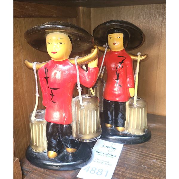 Vintage Asian Chalkware Figurines A