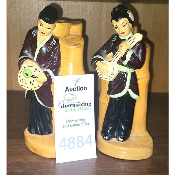 Vintage Asian Chalkware Figurines A