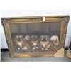 Image 1 : Framed Oil On Canvas Dog Siblings - 30  X  36