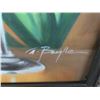 Image 2 : Framed Oil On Canvas Poured Wine - Signed Bangile - 30  X  36
