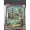 Image 1 : Framed Oil On Canvas Chapel River Scene - Signed Black - 30  X  40