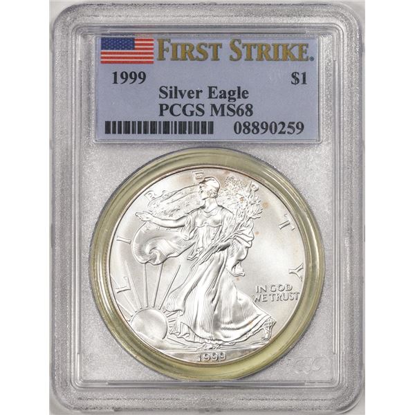 1999 $1 American Silver Eagle Coin PCGS MS68 First Strike