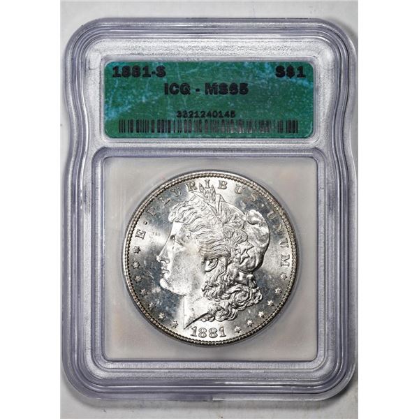 1881-S $1 Morgan Silver Dollar Coin ICG MS65