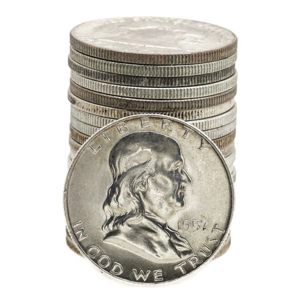 Roll of (20) Brilliant Uncirculated 1957-D Franklin Half Dollar Coins