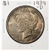 Image 1 : 1934-D $1 Peace Silver Dollar Coin