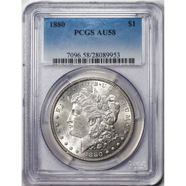 1880 $1 Morgan Silver Dollar Coin PCGS AU58