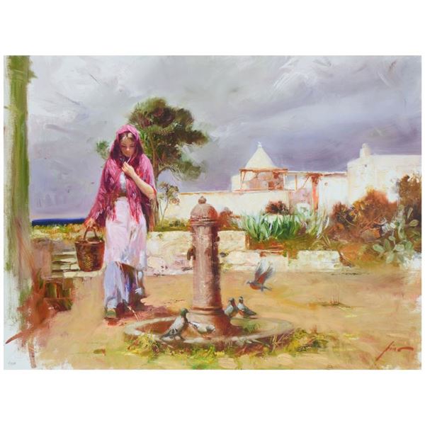 Pino (1939-2010) "The Water Fountain" Limited Edition Giclee On Canvas