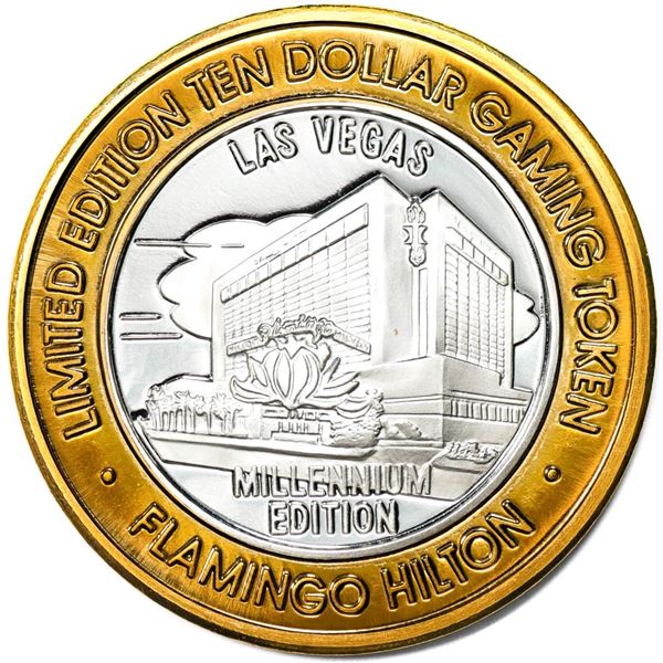.999 Silver Flamingo Hilton Las Vegas, Nevada $10 Casino Limited Edition Gaming Token