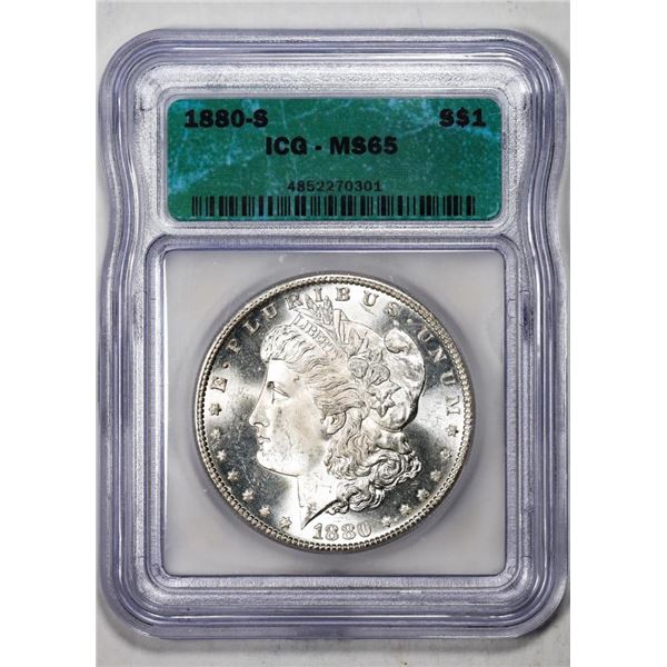 1880-S $1 Morgan Silver Dollar Coin ICG MS65