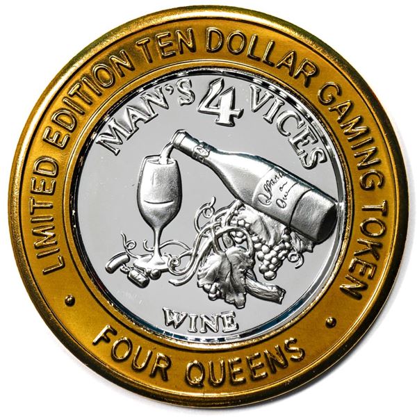 .999 Silver Four Queens Casino Hotel Las Vegas $10 Limited Edition Gaming Token
