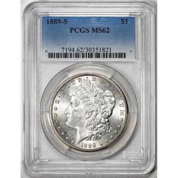 1889-S $1 Morgan Silver Dollar Coin PCGS MS62
