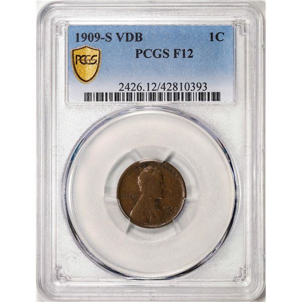 1909-S VDB Lincoln Wheat Cent Coin PCGS F12