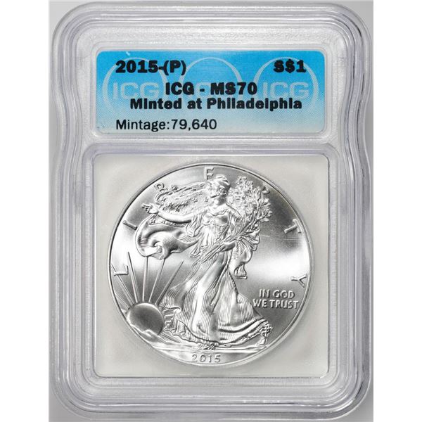 2015-(P) $1 American Silver Dollar Coin ICG MS70 Philadelphia