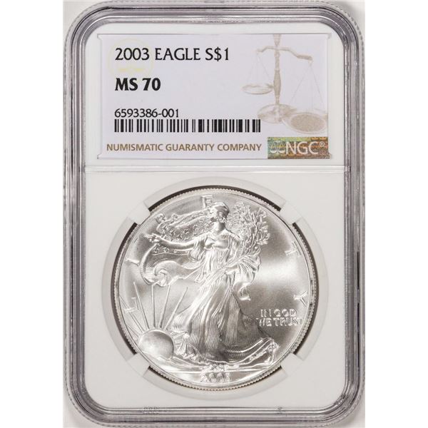 2003 $1 American Silver Eagle Coin NGC MS70