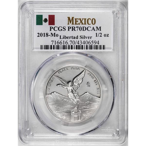 2018-Mo Mexico Proof 1/2 oz Silver Libertad Coin PCGS PR70DCAM