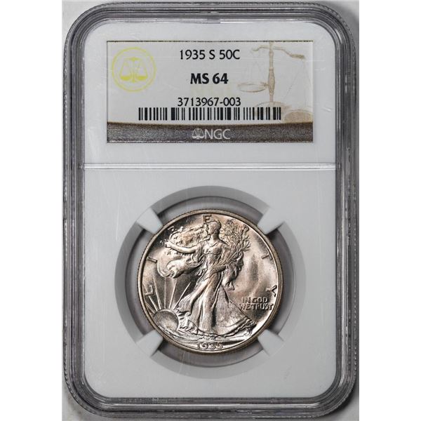 1935-S Walking Liberty Half Dollar Coin NGC MS64