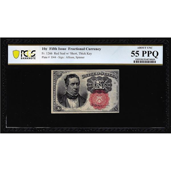 1874 Fifth Issue Ten Cents Fractional Currency Note Fr.1266 PCGS About Unc 55PPQ