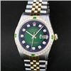 Image 1 : Rolex Mens Two Tone Green Vignette Diamond Datejust Wristwatch