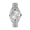 Image 2 : Rolex Ladies Stainless Steel Silver Index Sapphire and Diamond Date Wristwatch