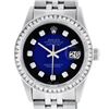 Image 1 : Rolex Mens Stainless Steel Blue Vignette Diamond Datejust Wristwatch