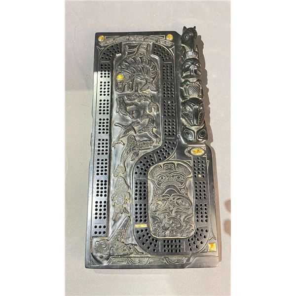 FIRST NATIONS CARVED CRIBBAGE BOARD