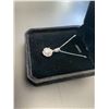 Image 2 : MOISSANITE WAVE HALO NECKLACE, MOUNTED IN 925 STERLING SILVER WITH WHITE GOLD OVERLAY, D, VVS1,