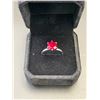 Image 1 : LAB-CREATED RUBY SOLITAIRE RING 2.7CT, MOUNTED IN 925 STERLING SILVER  WITH WHITE GOLD OVERLAY, GRC