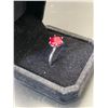 Image 2 : LAB-CREATED RUBY SOLITAIRE RING 2.7CT, MOUNTED IN 925 STERLING SILVER  WITH WHITE GOLD OVERLAY, GRC