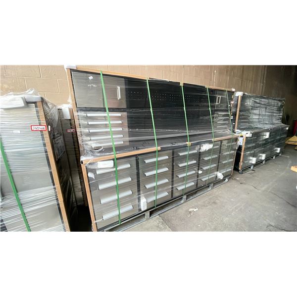 STEELMAN 30 DRAWER/2 UPPER CABINETS STAINLESS STEEL FRONT 10FT WORK BENCH WITH PEG BOARD