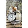 Image 2 : PALLET OF 2 TRENCH KEGS & CAR RIM