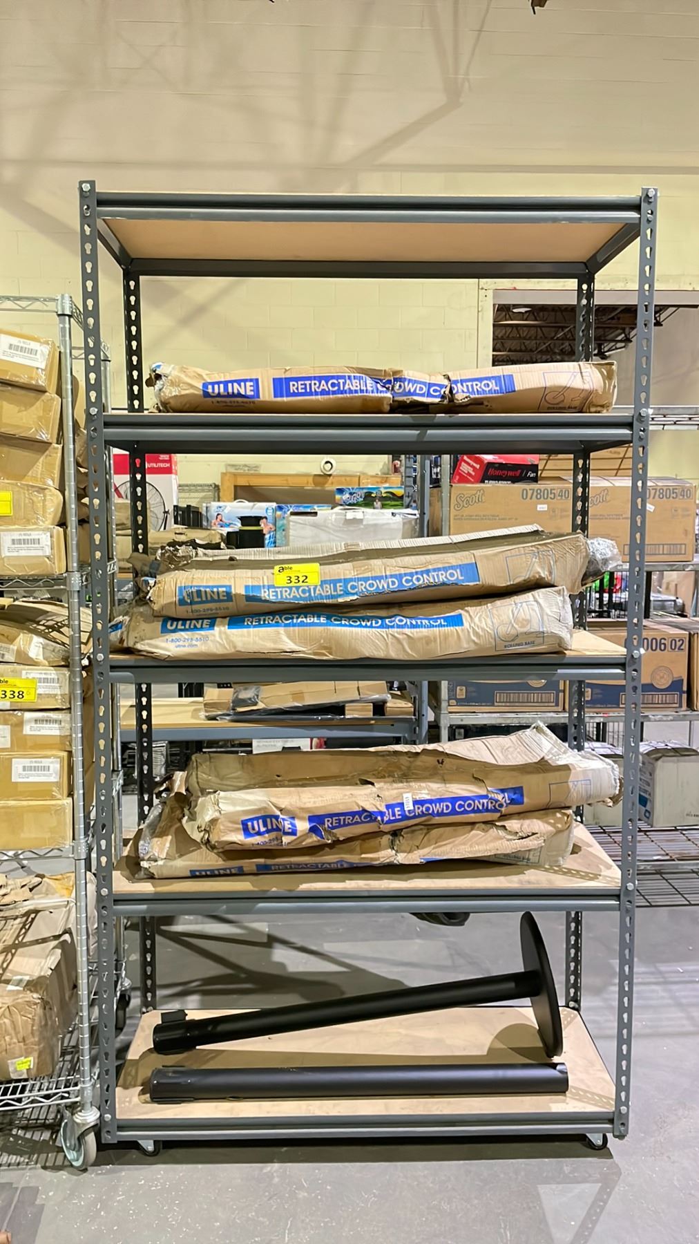 RACK OF ULINE RETRACTABLE CROWD CONTROL (RACK NOT INCLUDED) - Able Auctions