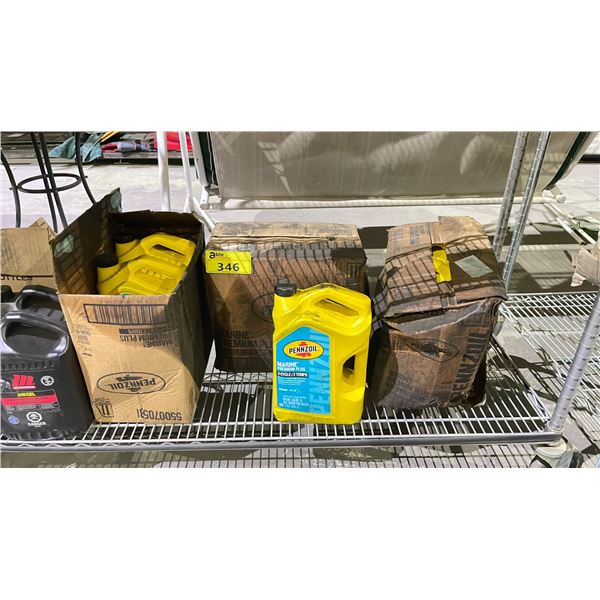 3 CASES OF PENNZOIL MARINE PREMIUM PLUS 2 CYCLE SYNTHETIC BLEND MARINE ENGINE OIL 5L (9 BOTTLES