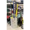 Image 1 : METAL DRUM WITH ASSORTED CONTENTS INCLUDING; SHOVEL, LOAD BARS, BASEBALL BAT & MORE