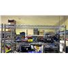 Image 1 : SHELF OF ASSORTED ITEMS INCLUDING; BENCH GRINDER, MOTOMASTER BATTERY CHARGER, PALM SANDER & MORE