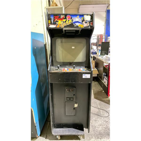 VINTAGE FINAL FIGHT ARCADE CABINET 24" X 30" X 70" (NO KEYS, POWER CORD DAMAGED, UNKNOWN WORKING