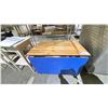 Image 1 : PORTABLE WOOD STORAGE CHEST WITH ASSORTED TOY CONTENTS