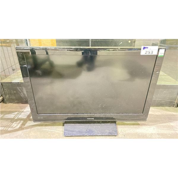 TOSHIBA 37" TV WITH STAND (POWER CORD CUT, NO REMOTE, UNKNOWN WORKING CONDITION)