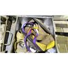 Image 2 : STAINLESS STEEL BIN WITH ASSORTED LOAD STRAP CONTENTS